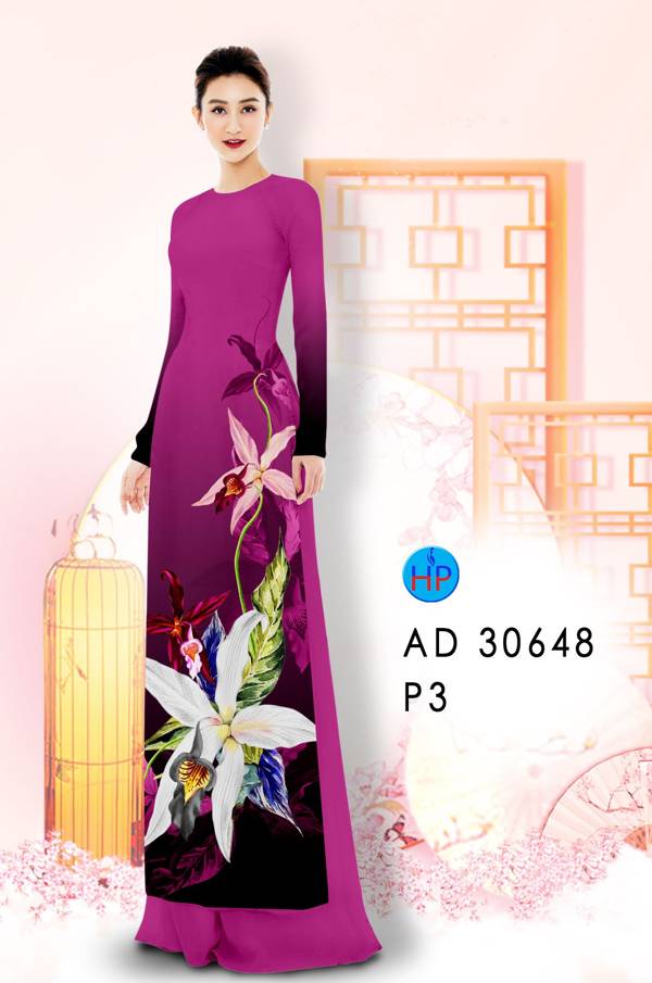 Vải Áo Dài Hoa Ly AD 30648 4